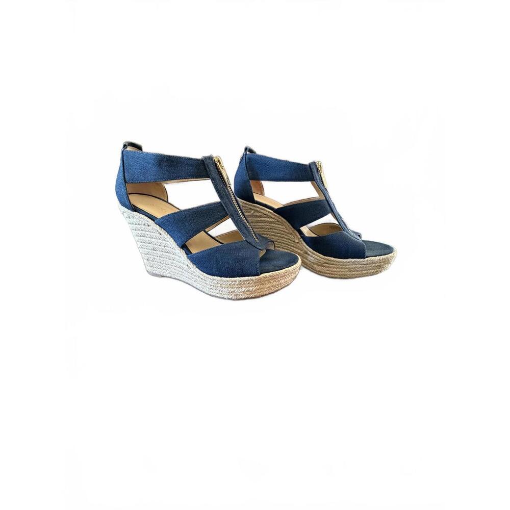 Michael Kors | Women's Blue Open Toe Wedges | Size 7.5 | 1090